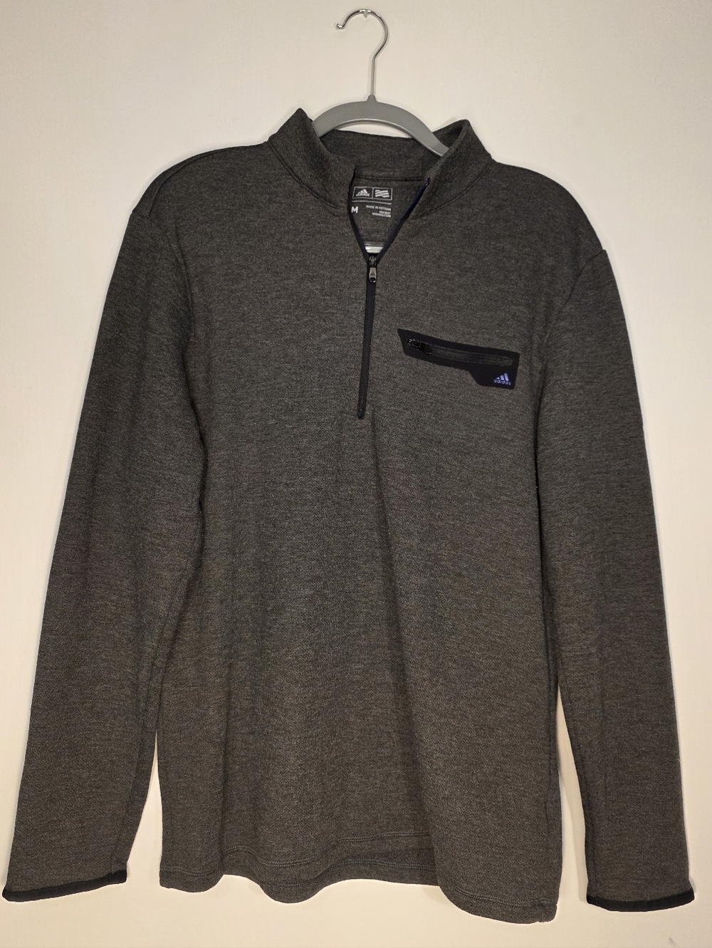Adidas Golf Charcoal Gray Half-Zip Pullover with Chest Zip Pocket
